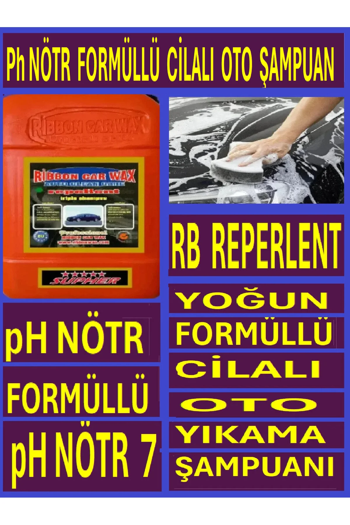 Reperlent Ph Nötr Formüllü Cilalı Oto Yıkama Şampuanı 5 Kg