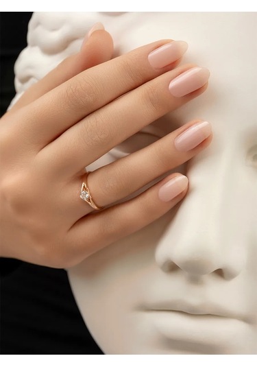 Veronika 925 Ayar Gümüş, Altın Kaplama, Pırlanta Taşlı Nişan Yüzüğü 125778970 Altın