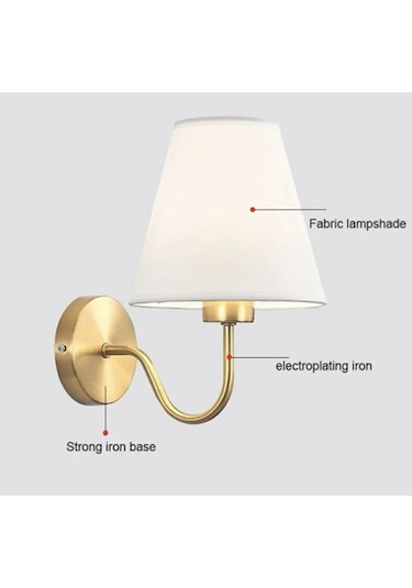 Burenze Duvar Aplik Eksitme Gold Gövde Beyaz Abajur