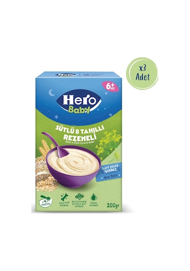 Hero Baby Sütlü 8 Tahıllı Rezeneli 200g X3