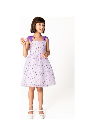Sheshe Mor Askılı Ve Benekli Jakar Kız Çocuk Elbise Renkli