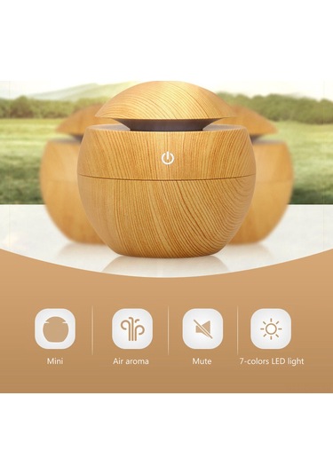 Samdoo Koyu Ahşap Desenli 130ml Usb Nemlendirici - Aromaterapi Makinesi 7 Renkli Led Ile - Ev Odası Ofis Kullanıma Uygun