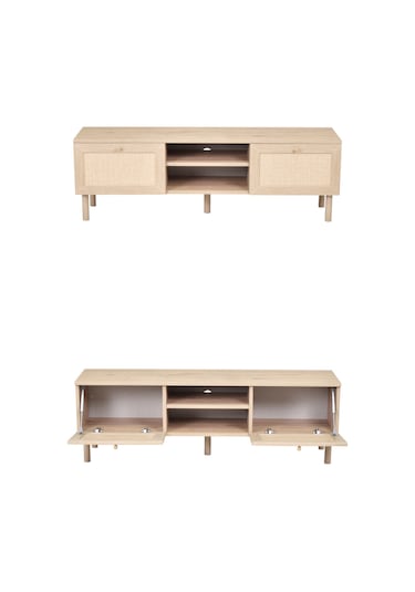 Vilinze Baru 140 Cm Kapaklı Raflı Tv Ünitesi Bej