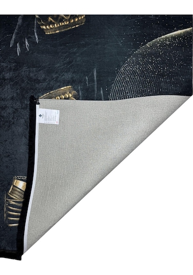 Dijital Kaymaz Yıkanabilir Modern Salon Halısı Mutfak Halısı Yolluk Balkon Halısı Ev Dekor3224 Siyah - Gold