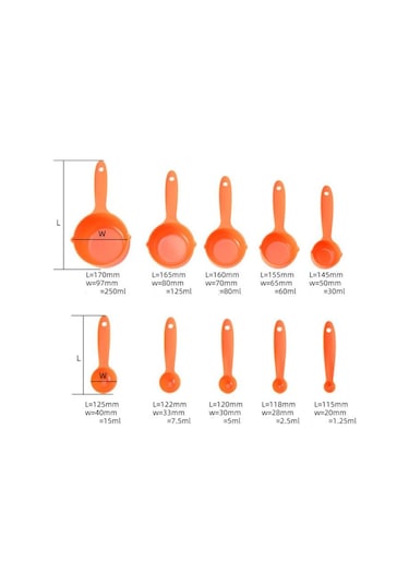 Gri 10 Adet Ölçekli Ölçüm Kaşığı Çay Kaşığı Çok Amaçlı Kaşık Kek Pişirme Un Gıda Ölçüm Kabı Ev Mutfak Aksesuarları Pişirme Araçları