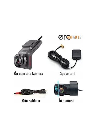 Erctec K1-i Uzaktan Canlı İzlemeli Sim Kartlı Fhd Gps Araç Kamera