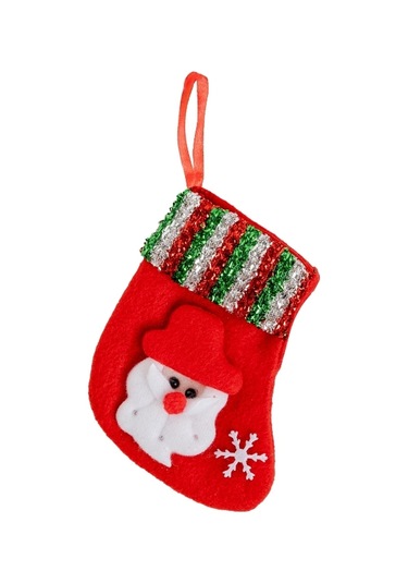 Yılbaşı Süsü Çorap Noel Baba Desenli Kırmızı 11 Cm