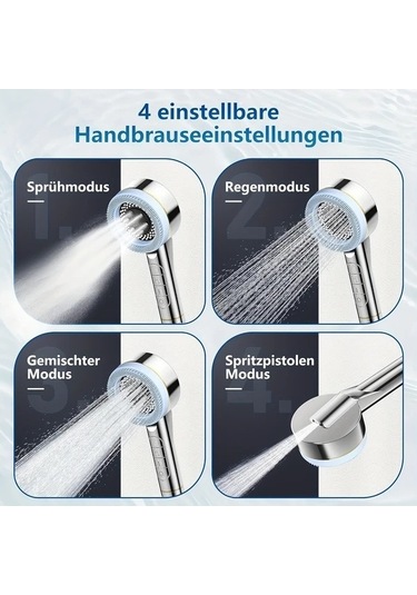 Fastbuy Dream011 2 Adet Gümüş Çiçek Duşu Hortumu İle El Tipi Sprey Seti - Silikon Masaj Paneli Diğer