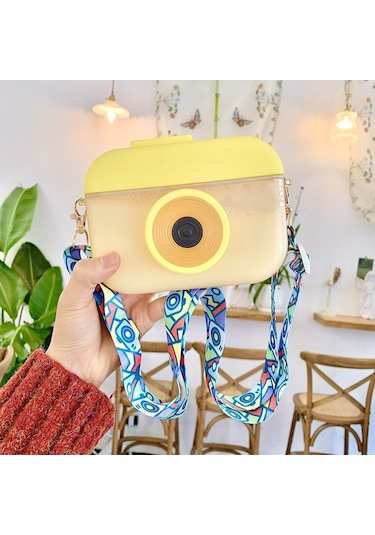 Çocuklar İçin Pratik Ve Şık 400 Ml Plastik Termos, Pembe Renkli Kampanyalı Okul Termosu Sarı