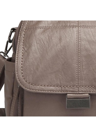 Yıkama Deri Sırt Askılı Kadın Çantası 21-k Barcelona 1908 Vizon