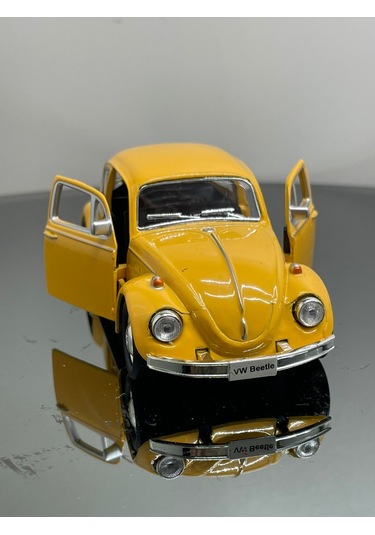 Volkswagen Beetle 1:32 Ölçek Metal Çek Bırak Model Araba 12 Cm - Sarı