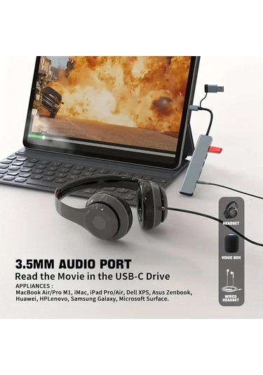 Tongdashop 8 Li 1 Usb 30 Type C Docking Istasyonu 5gbps Veri Aktarım Macbook Uyumlu Hp