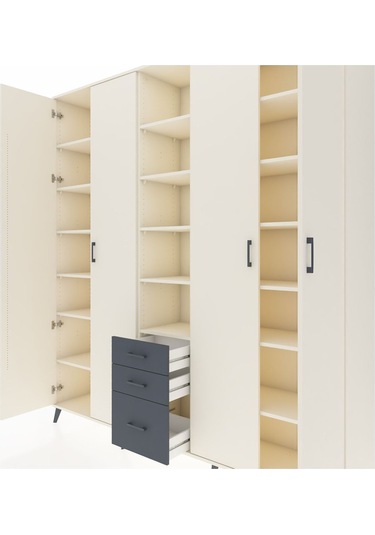 Hyperion Dolap 17 Raflı 3 Çekmeceli 4 Kapaklı 220x44x243 Aytaşı-aytaşı/antrasit Aytası/antrasıt