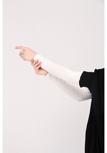 Likralı Kaymayan Kurtarıcı 1 Çift Tesettür Kolluk Ekru