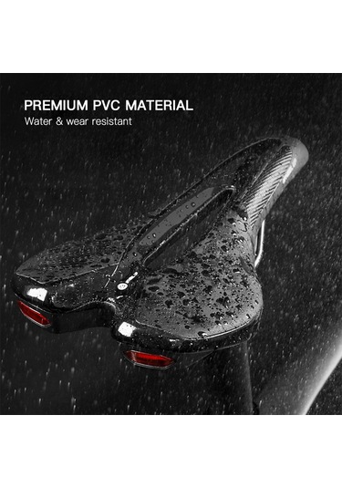 Tenfowee Mountain Bike Yumuşak Jil Saddle, Led Fenerli, Karbon Fiber Dayanaklı, Spor Bisikletleri İçin Oturak, Ergonomik Tasarım Siyah