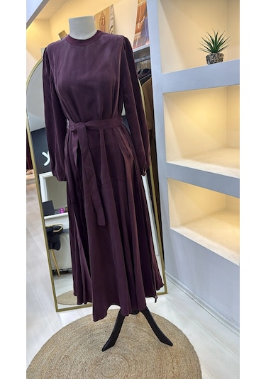 Misswhence 39842 Cupro Elbise Bordo