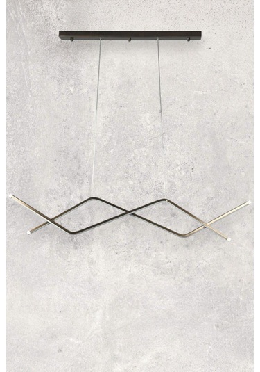 Utku Modern Tasarım Bronz Renk Yemek Masası Üstü - Mutfak - Salon Beyaz Led 2 Li Avize Bronz