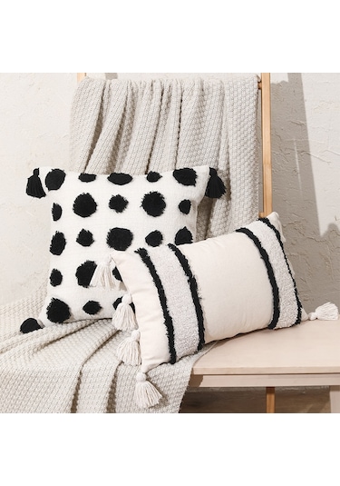 Wezone Nordik Bohemya Tarzı Ofis/hotel Yastık Kılıfı, Tassel Dokuma, 45x45cm, Toplu Alım Seçeneği Kumaş Sadece, Dolgu Yok Diğer