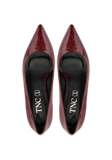 Tamer Tanca Kadın Hakiki Deri Bordo Stiletto Ayakkabı 886 01 Bn Ayk Sk24-25 Bordo Fsly Bsk Bordo