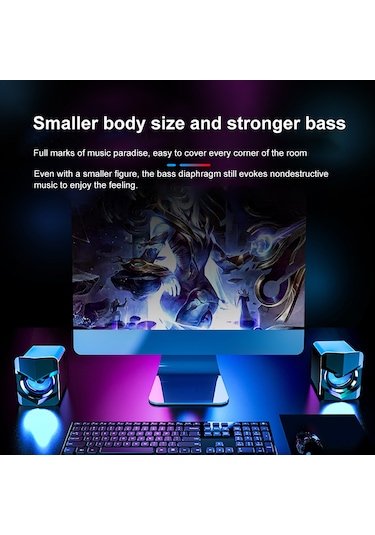 Geeksen V-158 Usb Beslemeli 3.5mm Sesli Bilgisayar Hoparlörü - Hıfı Stereo, Zengin Bas, Işık Özelliği, Siyah