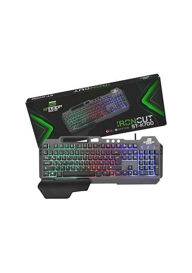 Steep Solid ST-K700 Mekanik Hisli Bilek Destekli Kablolu Rainbow Işıklı Oyuncu Klavye