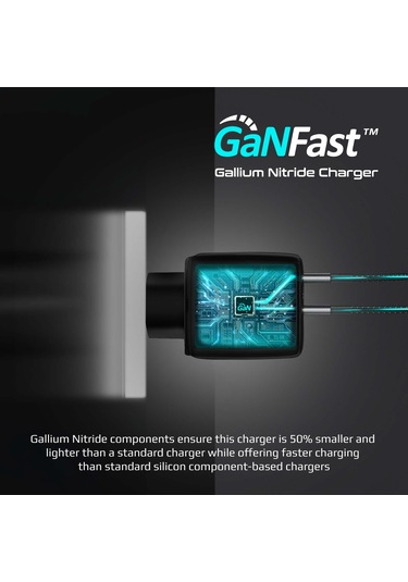Promate PowerPort-65 GaNFast 65W Süper Hızlı Type-C PD Şarj Cihazı, Tablet, Akıllı Telefon, Notebook Uyumlu