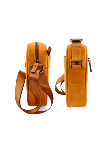 Hakiki Deri Crazy Hardal Erkek Postacı Çanta Kangaroo K 8875-Zh