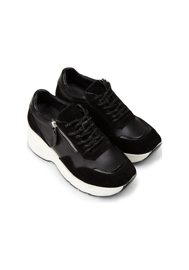 Deery Kadın Hakiki Süet Siyah Dolgu Topuk Sneaker - M9147zsyhc01