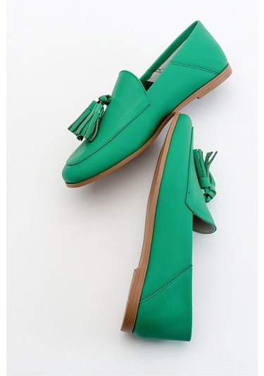 Luvishoes F04 Koyu Yeşil Cilt Hakiki Deri Ayakkabı Koyu Yeşil