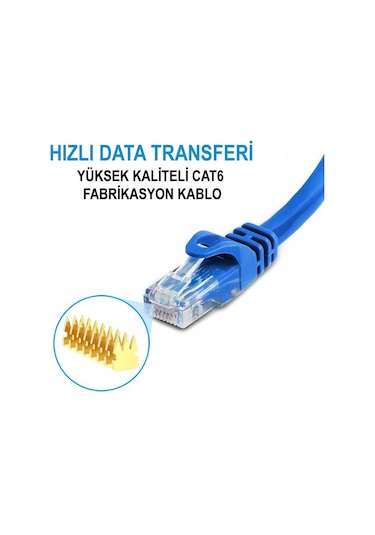 Cat6 Internet Kablosu Ethernet Fabrikasyon Rj45 Lan Adsl 20 M Metre