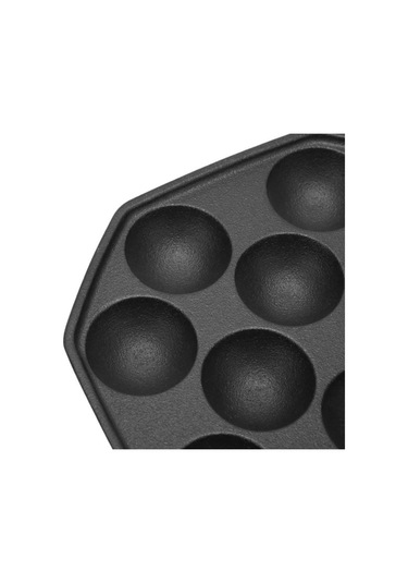 Tenfowee 12 Hücreli Dökme Demir Takoyaki Tepsisi - Anti Yapışkan, Sağlıklı Yağsız Pişirme,均匀 Isıtma, Evde Lezzetli Atıştırmalıklar Siyah