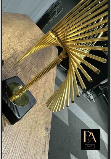 Gold 2'li P Ofis Metal Aksesuar Biblo Ev Salon Dekorasyon Obje