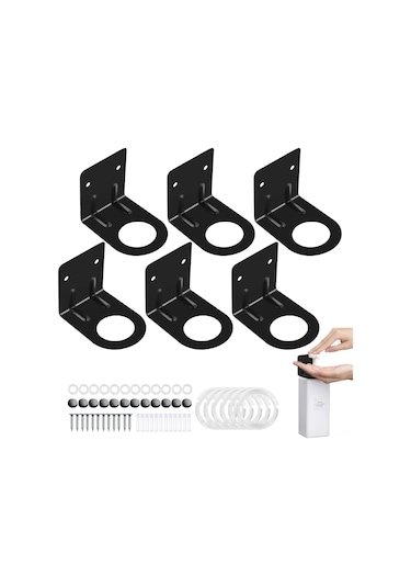 Tenfowee Duvar Takılan 304 Paslanmaz Çelik Sabun Ve Şampuan Organizörü, Ayarlanabilir Halka İle 6'lı Set, Duş Ve Mutfak Fıçı Tutucu, Vidalama Seti İçerir Siyah