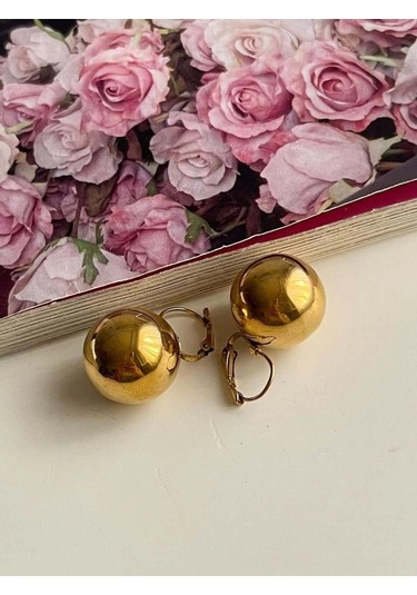 Çelik Gold Topçuklu Küpe 2.60 Cm Çok Renkli