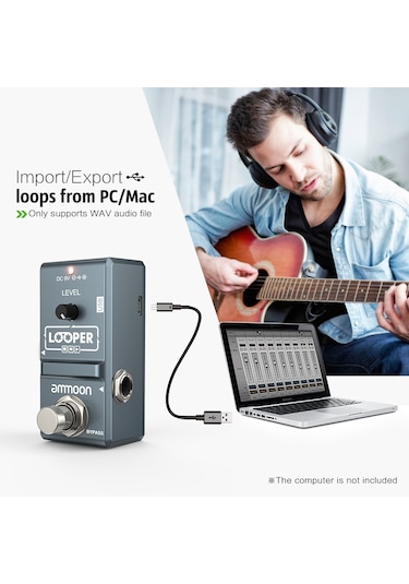 Ammoon Ap-09 Nano Loop Elektro Gitar Efekt Pedal Looper Gri