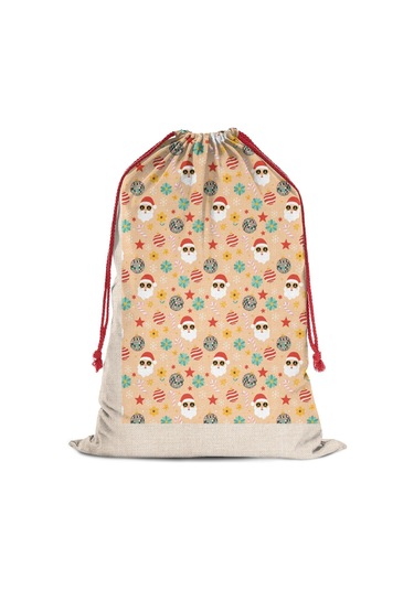 Büyük Noel Baba Hediye Çantası, Pamuklu Kordonlu, Yeniden Kullanılabilir Noel Baba Noel Diskoli