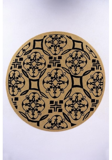 Digithome 6 Lı Jüt Amerikan Servisi Supla Yuvarlak Kahverengi 35 Cm Desen-6 Cly-j0035 C1-1-121 Kahverengi