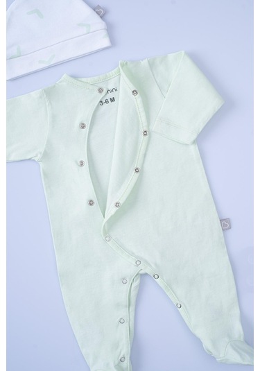 Boumini Bebek Patikli Tulum Şapka Set Mint Mint