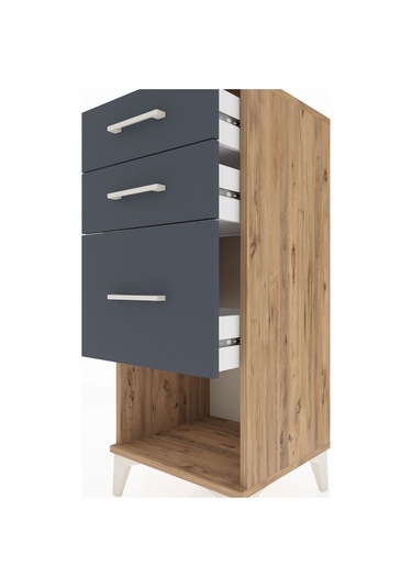 Hyperion Komodin 3 Çekmeceli 44x44x106 Çam-antrasit Çam