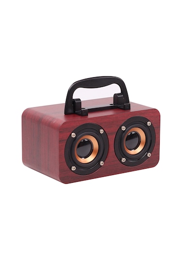 Samdoo Klasik Ahşap Kasa Bluetooth Hoparlör - Fm Radyo, 3.7v Pil, Taşınabilir Tutamak Ve Telefon Tutucu İle Dual Hoparlörlü Ses Sistemi