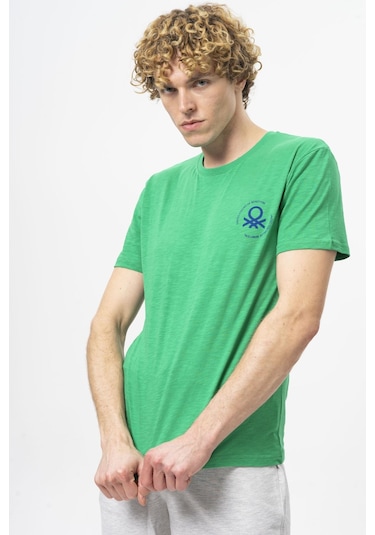 Benetton Bnt-m099-r-23y Erkek T-shirt Bnt-m099-r-r1938 Yeşil