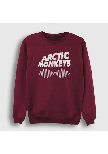 Presmono Unisex Cover Arctic Monkeys Sweatshirt Bordo