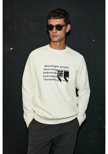 Lufian Shadow Erkek Sweatshirt Kırık Beyaz Kırık Beyaz 112030174100510 Beyaz