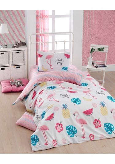 Kolay Ütülenir Nevresim Takımı Tek Kişilik Kokteyl Beyaz