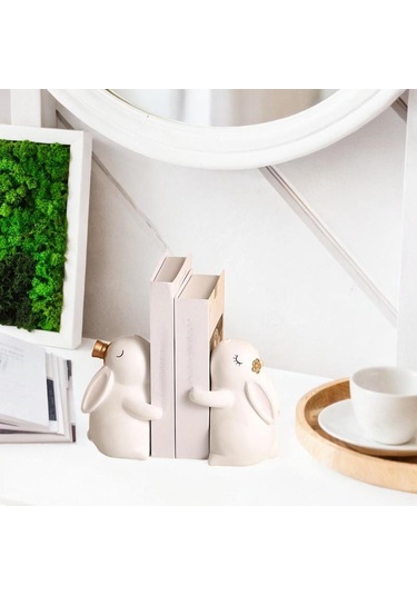 Suntek 2 Adet Reçine Tavşan Heykelcik Heykeli Süslemeleri 11cmx12cmx15cm