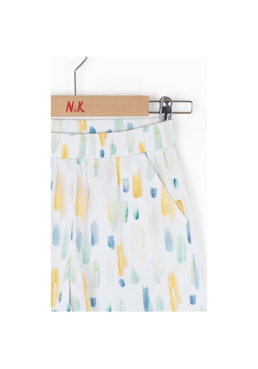 Xo Kids Kız Çocuk Şort 4-8 Yaş 58515 Ekru - Yeşil