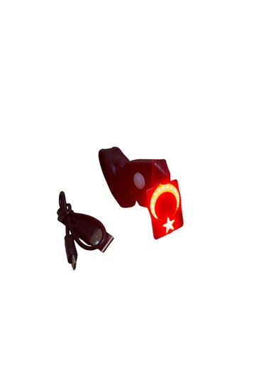 Impact Türk Bayraklı Usb Şarjlı Bisiklet Arka Stop Lambası Siyah
