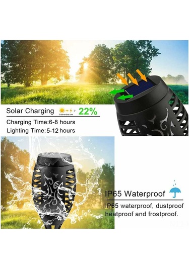 Gajeena Güneş Enerjili Alev Feneri, 4 Adet 12 Led Işıklı, Ip65 Su Geçirmez, Otomatik Aç-kapa, Bahçe, Çimen, Yol Dekorasyonu Için Alevli Güneş Feneri