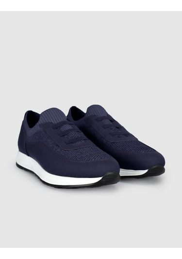 Cabani Lacivert Örgü Dokulu Konfor Sneaker Siyah - Neon Yeşil