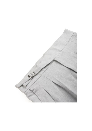 Deepsea Erkek Gri Likralı İtalyan Kesim Pileli Kemer Tokalı Şık Kumaş Pantolon 2601020 Gri